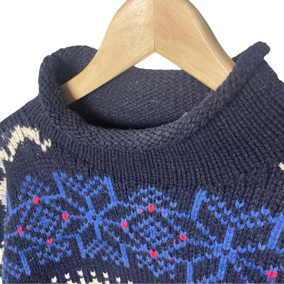 Vintage Bolivian Hand Knit Lambswool Sweater, Fair Isle, Fisherman, Ski Lodge, L - Picture 2 of 7